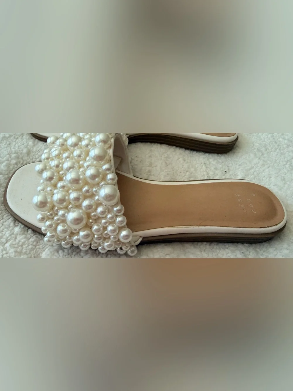 A New Day Jasmine Pearl White Embellished Sandals - Size 7